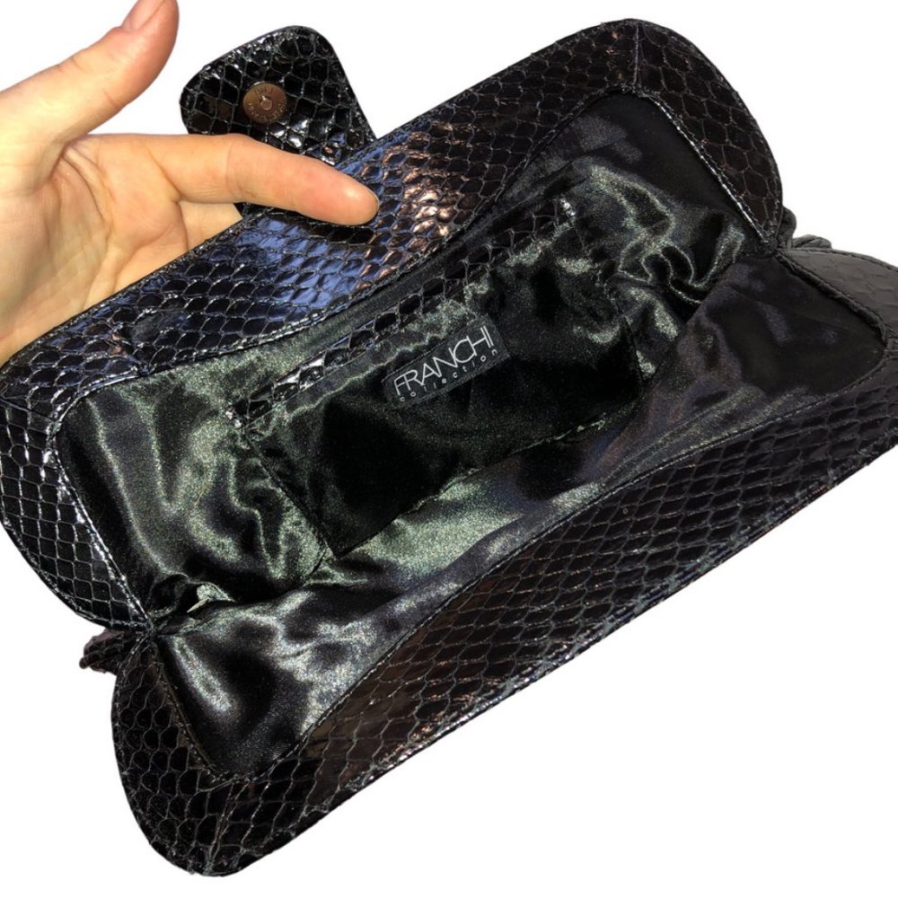Franchi Collection Black Python Snakeskin Clutch … - image 3